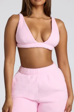 Oh Polly Tops | Lounge & Intimates^V Neck Fleece Bralette in Baby Pink BabyPink