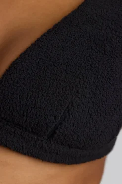 Oh Polly Lounge & Intimates | Co-Ords^V Neck Fleece Bralette in Black