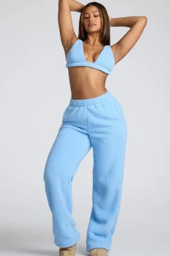Oh Polly Lounge & Intimates | Co-Ords^V Neck Fleece Bralette in Baby Blue BabyBlue