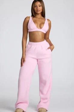 Oh Polly Tops | Lounge & Intimates^V Neck Fleece Bralette in Baby Pink BabyPink