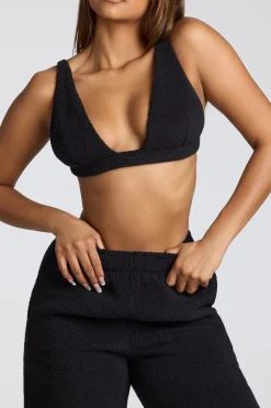 Oh Polly Lounge & Intimates | Co-Ords^V Neck Fleece Bralette in Black