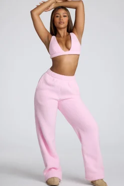 Oh Polly Tops | Lounge & Intimates^V Neck Fleece Bralette in Baby Pink BabyPink