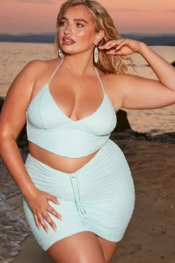 Oh Polly Women'S Clothing Sale - $65 And Under | Women'S Clothing Sale - $40 And Under^V Waist Crochet Mini Skirt in Aqua