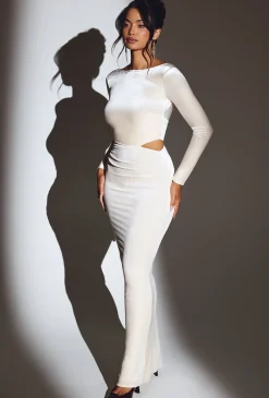 Oh Polly Fall Outfits | Holiday Party Dresses & Outfits^Velvet Long Sleeve Maxi Dress in Ivory