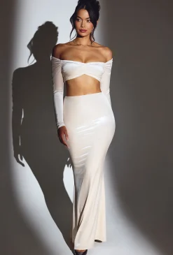 Oh Polly Skirts & Skorts | Co-Ords^Velvet Mid-Rise Maxi Skirt in Ivory