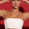 Oh Polly Tops^Vinyl Bandeau Bralette in White