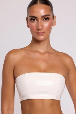 Oh Polly Tops^Vinyl Bandeau Bralette in White