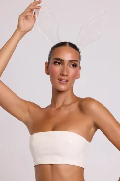 Oh Polly Tops^Vinyl Bandeau Bralette in White