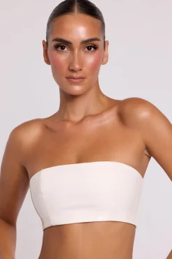 Oh Polly Tops^Vinyl Bandeau Bralette in White