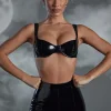 Oh Polly Night Out^Vinyl Curved Cup Bra in Black