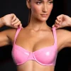 Oh Polly Co-Ords | Tops^Vinyl Underwired Bralette in Pink