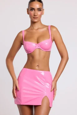Oh Polly Co-Ords | Tops^Vinyl Underwired Bralette in Pink