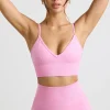 Oh Polly Matching Sets | Sports Bras^V-Neck Define Luxe Sports Bra in Bubblegum Pink BubblegumPink