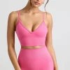 Oh Polly Matching Sets | Sports Bras^V-Neck Define Luxe Sports Bra in Hot Pink HotPink