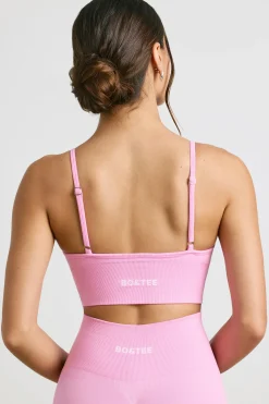 Oh Polly Matching Sets | Sports Bras^V-Neck Define Luxe Sports Bra in Bubblegum Pink BubblegumPink