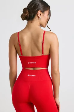Oh Polly Matching Sets | Sports Bras^V-Neck Define Luxe Sports Bra in Red