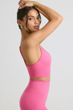 Oh Polly Matching Sets | Sports Bras^V-Neck Define Luxe Sports Bra in Hot Pink HotPink