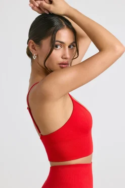 Oh Polly Matching Sets | Sports Bras^V-Neck Define Luxe Sports Bra in Red