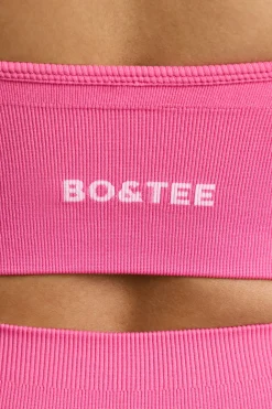 Oh Polly Matching Sets | Sports Bras^V-Neck Define Luxe Sports Bra in Hot Pink HotPink