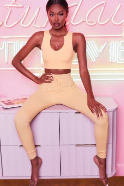 Oh Polly Women'S Clothing Sale - $65 And Under | Women'S Clothing Sale - $40 And Under^We Chillin' High Waisted Leggings in Peach