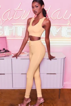 Oh Polly Women'S Clothing Sale - $65 And Under | Women'S Clothing Sale - $40 And Under^We Chillin' High Waisted Leggings in Peach