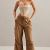 Oh Polly Bottoms | Co-Ords^Wide Leg Cargo Trousers in Tan