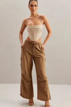 Oh Polly Bottoms | Co-Ords^Wide Leg Cargo Trousers in Tan