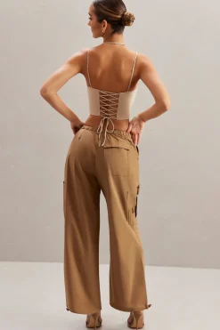 Oh Polly Bottoms | Co-Ords^Wide Leg Cargo Trousers in Tan