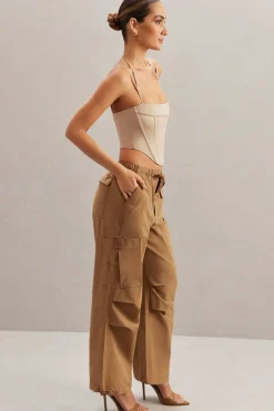 Oh Polly Bottoms | Co-Ords^Wide Leg Cargo Trousers in Tan