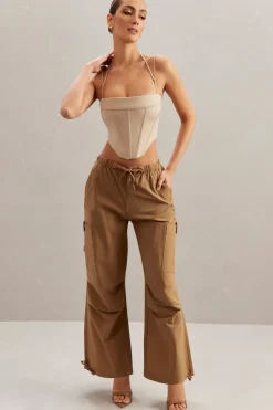 Oh Polly Bottoms | Co-Ords^Wide Leg Cargo Trousers in Tan