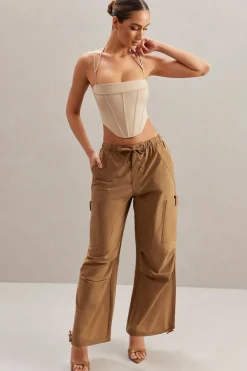 Oh Polly Bottoms | Co-Ords^Wide Leg Cargo Trousers in Tan