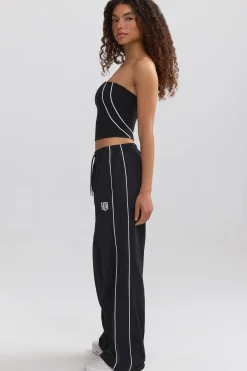 Oh Polly Tracksuits | Matching Sets^Wide-Leg Track Pants in Black