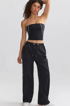 Oh Polly Tracksuits | Matching Sets^Wide-Leg Track Pants in Black