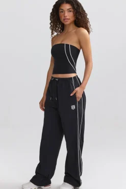 Oh Polly Tracksuits | Matching Sets^Wide-Leg Track Pants in Black