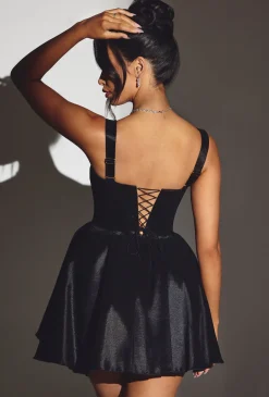 Oh Polly Wedding Guest | Party Dresses^Woven Taffeta Corset Mini Dress in Jet Black JetBlack