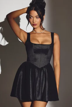 Oh Polly Wedding Guest | Party Dresses^Woven Taffeta Corset Mini Dress in Jet Black JetBlack