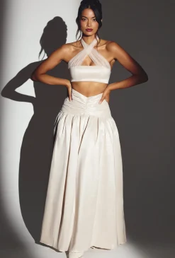 Oh Polly Women'S Clothing Sale - $65 And Under | Bride To Be^Woven Twill Voluminous Maxi Skirt in Ivory
