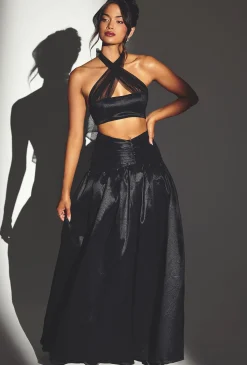 Oh Polly Women'S Clothing Sale - $65 And Under^Woven Twill Voluminous Maxi Skirt in Jet Black JetBlack