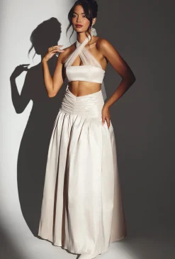 Oh Polly Women'S Clothing Sale - $65 And Under | Bride To Be^Woven Twill Voluminous Maxi Skirt in Ivory