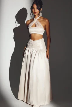 Oh Polly Women'S Clothing Sale - $65 And Under | Bride To Be^Woven Twill Voluminous Maxi Skirt in Ivory