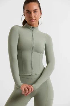 Oh Polly Matching Sets^Zip Up Jacket in Bamboo Green BambooGreen