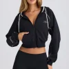 Oh Polly Tracksuits | Sweatshirts^Zip-Up Cropped Hoodie in Black