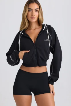 Oh Polly Tracksuits | Sweatshirts^Zip-Up Cropped Hoodie in Black