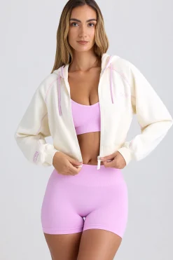 Oh Polly Tracksuits | Sweatshirts^Zip-Up Cropped Hoodie in Eggshell