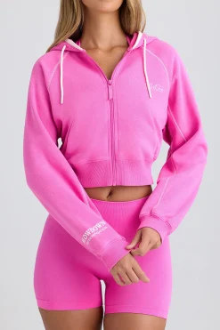 Oh Polly Tracksuits | Sweatshirts^Zip-Up Cropped Hoodie in Sugar Pink SugarPink