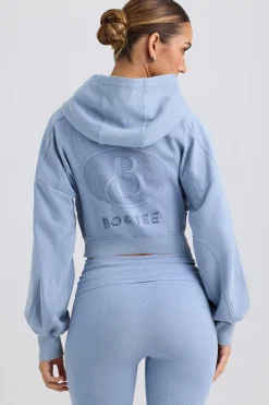 Oh Polly Tracksuits | Sweatshirts^Zip-Up Cropped Hoodie in Washed Blue WashedBlue