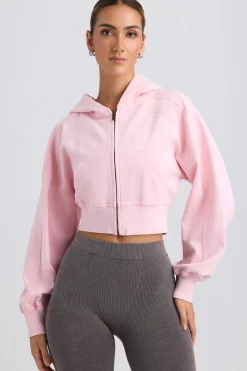 Oh Polly Tracksuits | Sweatshirts^Zip-Up Cropped Hoodie in Washed Ice Pink WashedIcePink