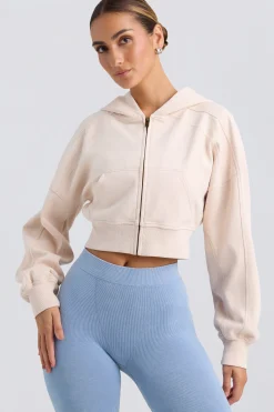 Oh Polly Tracksuits | Sweatshirts^Zip-Up Cropped Hoodie in Washed Cream WashedCream